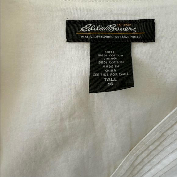 Eddie Bauer white sleeveless cotton v-neck midi dress, size 16 Tall - Picture 8 of 8